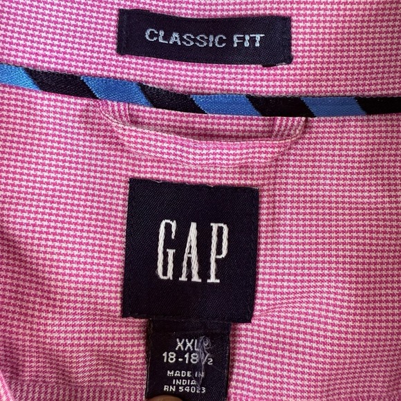 GAP Men's XXL 18-18.5 Shirt‎ Pink Micro Houndstooth Classic Fit 100% Cotton - Picture 3 of 7